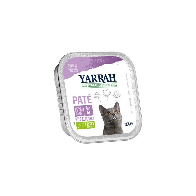 Yarrah Bio Paté Katzenfutter - Schälchen - Huhn & Truthahn mit Aloe Vera Bio - 16 x 100 g