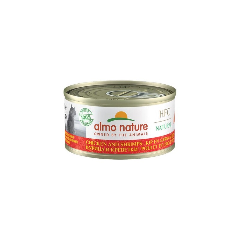 Almo Nature HFC 70 Natural Katzenfutter - Dosen - Huhn & Garnelen - 24 x 70 g