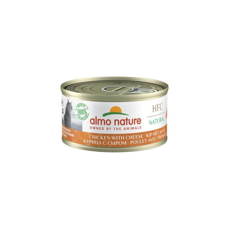 Almo Nature HFC 70 Natural Katzenfutter - Dosen - Huhn & Käse - 24 x 70 g