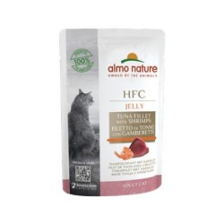 Almo Nature HFC Jelly Katzenfutter - Frischebeutel - Thunfischfilet & Garnelen - 24 x 55 g