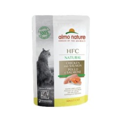 Almo Nature HFC Natural Katzenfutter - Dosen - Huhn & Lachs - 24 x 55 g