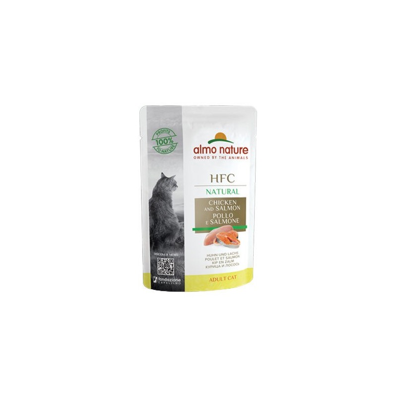 Almo Nature HFC Natural Katzenfutter - Dosen - Huhn & Lachs - 24 x 55 g