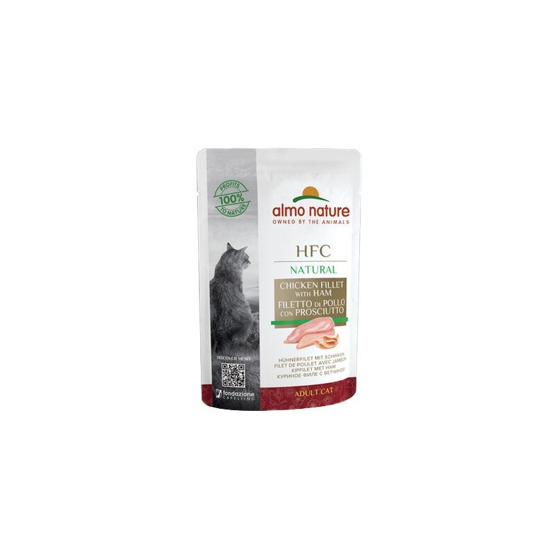 Almo Nature HFC Raw Pack Hundefutter - Frischebeutel - Huhn & Schinken - 24 x 55 g