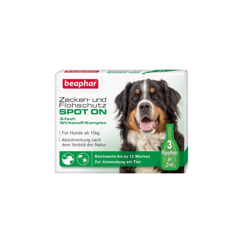 Beaphar Zecken- und Flohschutz Spot-On für große Hunde - 3 x 2 ml