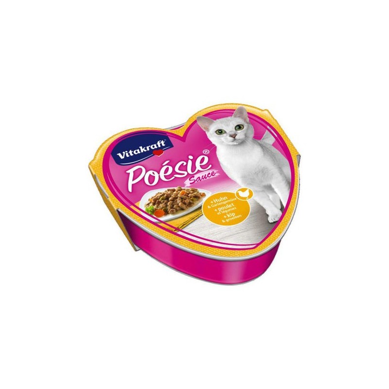 Vitakraft Poésie - Schälchen - Huhn & Gemüse in Sauce - 15 x 85 g