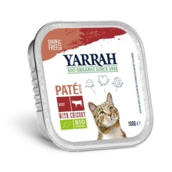 Yarrah Bio Paté Katzenfutter - Schälchen - Rind mit Chicorée Bio - 16 x 100 g