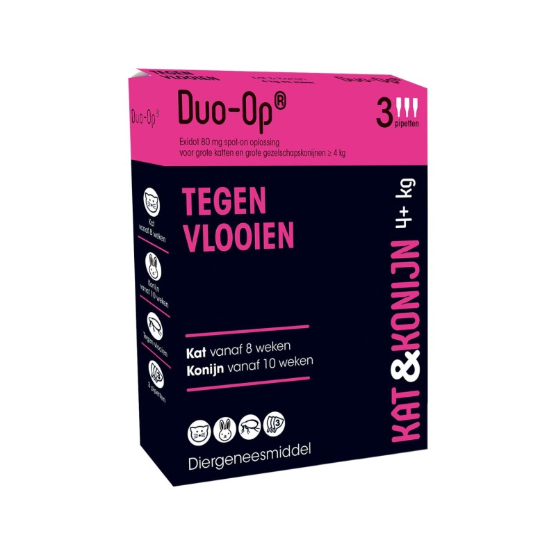 Duo-Op gegen Flöhe - Hund, Katze und Kaninchen ab 4 kg - 80 mg - 3 Pipetten