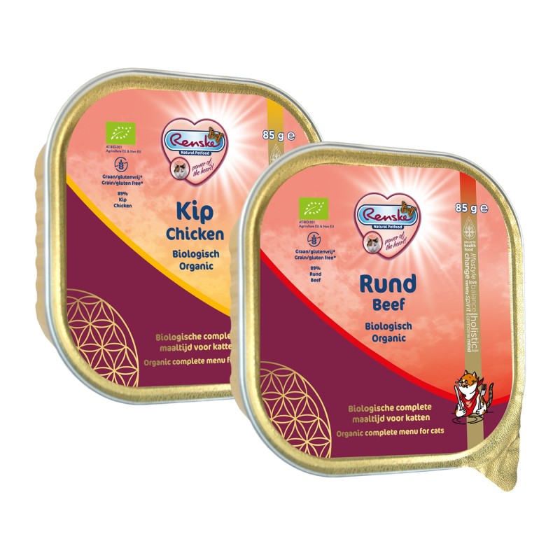 Renske Katzenfutter - biologisches Frischfleisch - Rind - 19 x 85 g