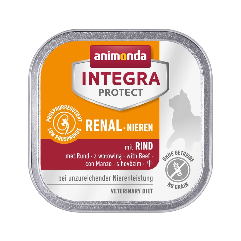 Animonda Integra Protect Nieren Katzenfutter - Schälchen - Rind - 16 x 100 g