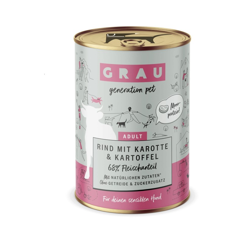 Grau Grain-Free Rindfleisch mit Karotte und Kartoffel Dose - 6 x 400 g