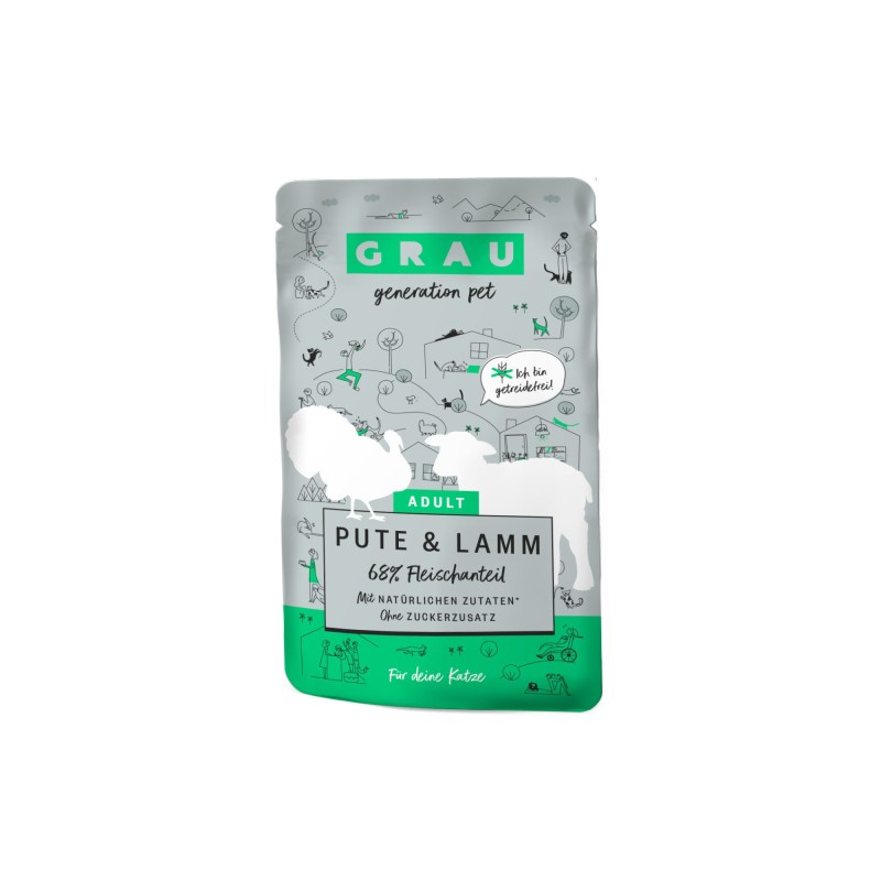 Grau Adult Glutenfreies Katzenfutter - Truthahn & Lamm - Beutel - 16 x 125