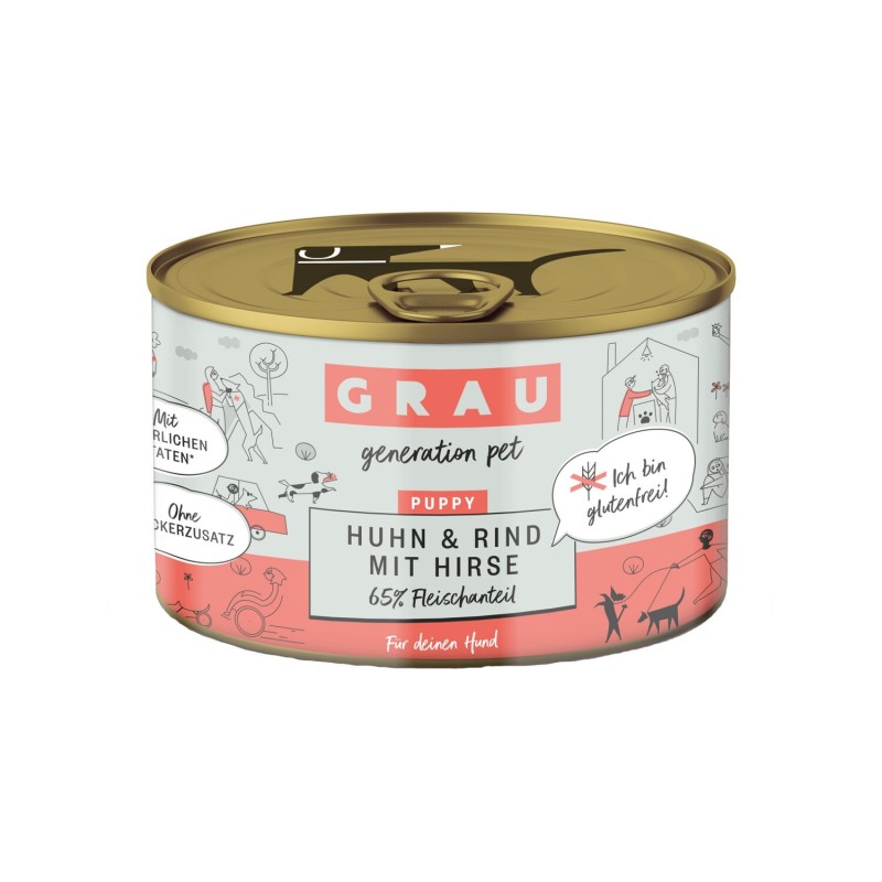 GrauDST -  PUPPY/JUN Huhn,Rind&Hirse 6x200g