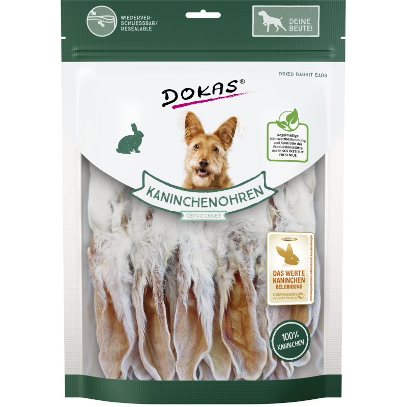 Dokas Kaninchenohren m. Fell lang - 180 g