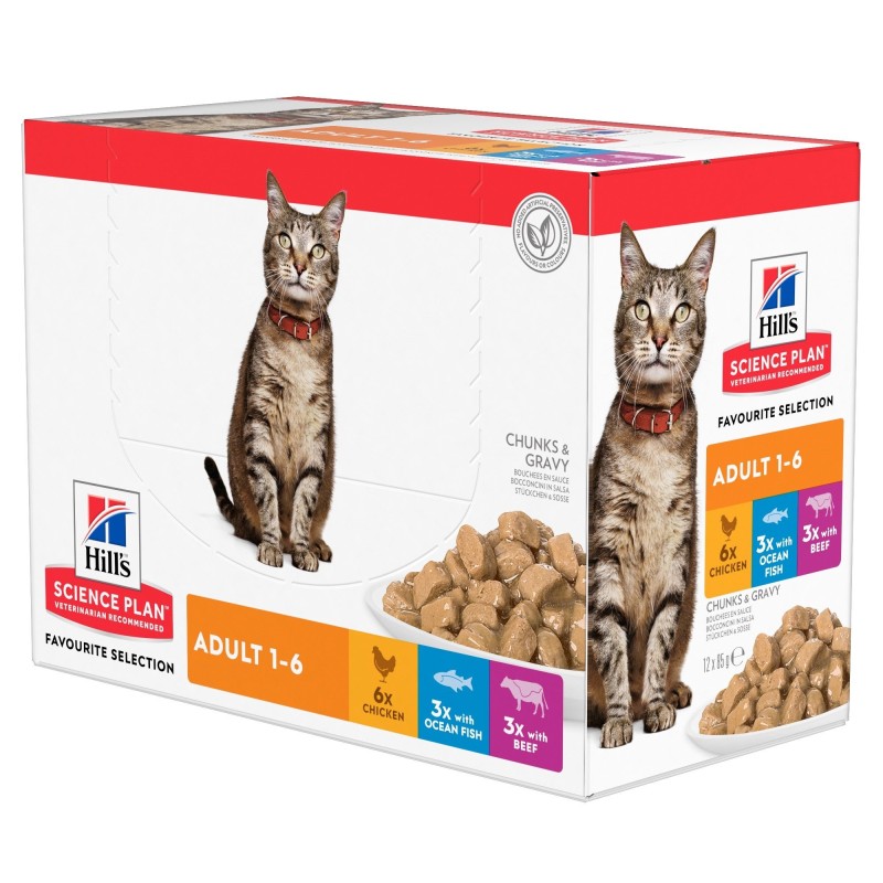 Hill's Science Plan Adult Katzenfutter - Frischebeutel - Favourite Selection - 12 x 85 g