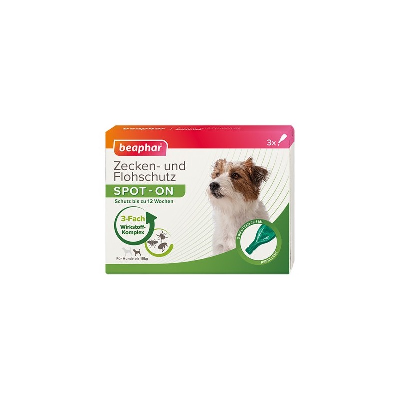 Beaphar Zecken- und Flohschutz Spot-On für kleine Hunde - 3 x 1 ml