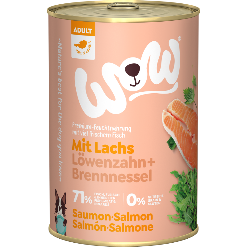 WOW ADULT mit Lachs, Löwenzahn + Brennnessel - 400 g