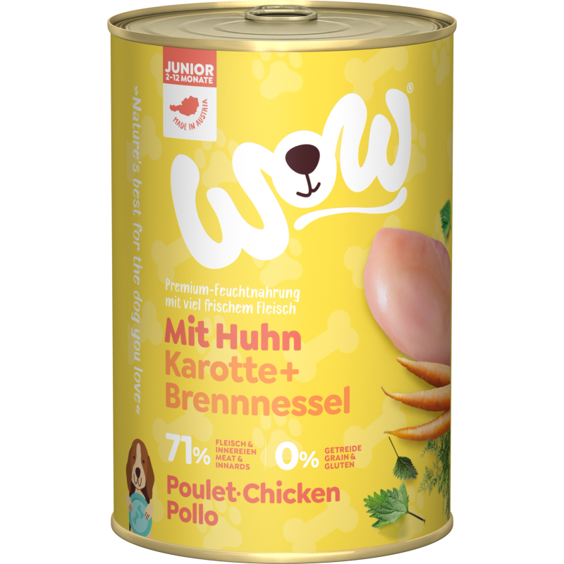 WOW JUNIOR mit Huhn, Karotte + Brennnessel - 400 g