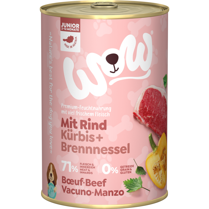 WOW JUNIOR mit Rind, Kürbis + Brennnessel - 400 g