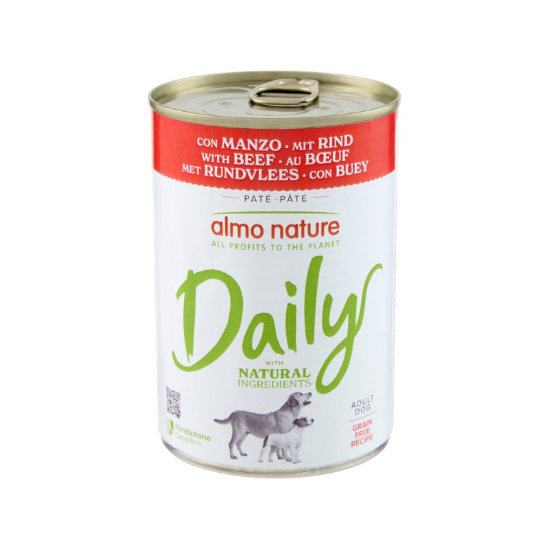 Almo Nature Daily Paté Hundefutter - Dosen - Rind - 24 x 400 g