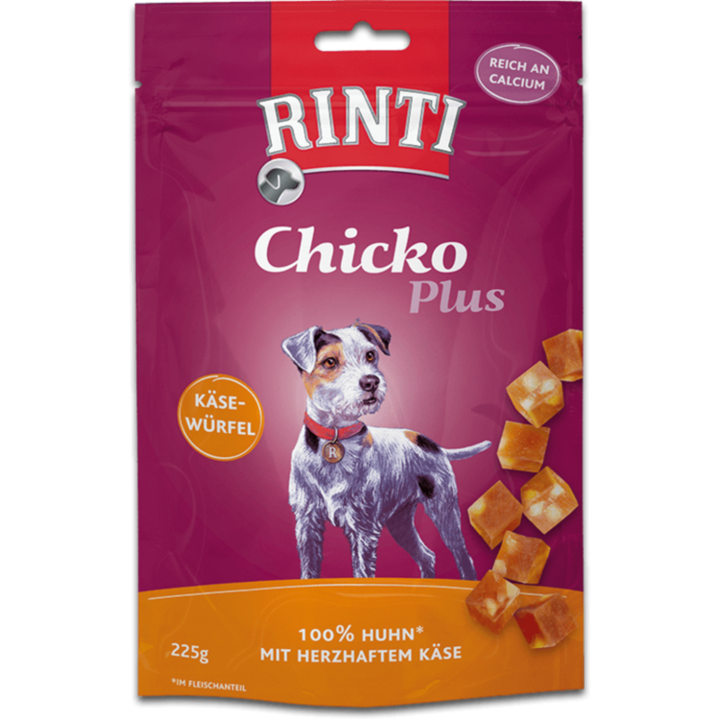 Rinti Chicko Plus 225g - Käsewürfel Huhn