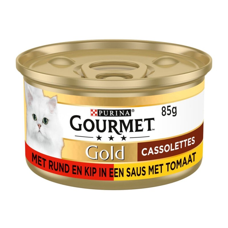 Purina Gourmet Gold Cassolettes - Rindfleisch und Huhn - 24 x 85 g