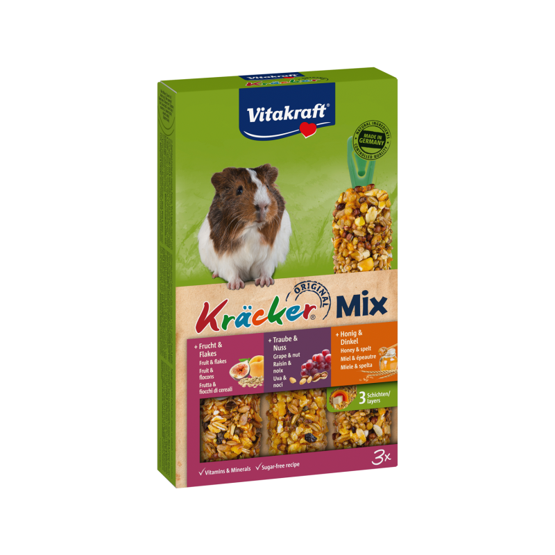 Vitakraft Meerschweinchen Kräcker - Trio-Mix Honig/Nuss/Frucht - 3 Stück