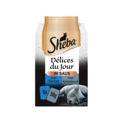 Sheba Délices Du Jour Thunfisch & Kabeljau in Sauce - 6 x 50 g