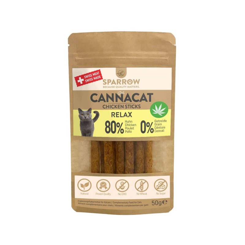 SPARROW Pet CannaCat Chicken Sticks mit CBD - 50 g