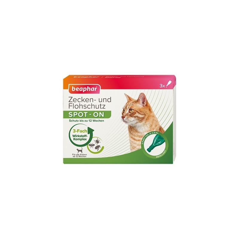 Beaphar Zecken- und Flohschutz Spot-On für Katzen - 3 x 0,8 ml