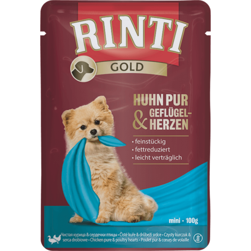 Rinti Gold pur Portionsbeutel 100g - Huhn+Geflügelherzen