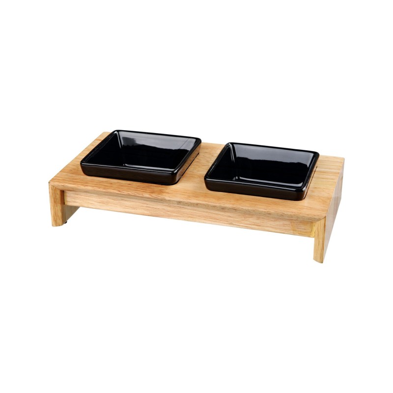 Trixie Napf-Set - Keramik/Holz - 0,4 l - 36 x 19 x 7 cm