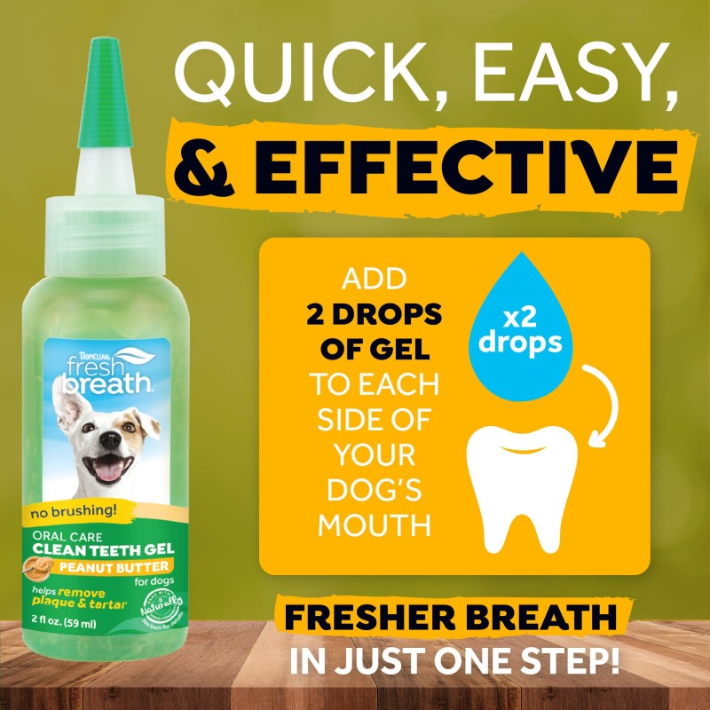 TropiClean Fresh Breath OralCareGel Kit Peanut Butter Hund