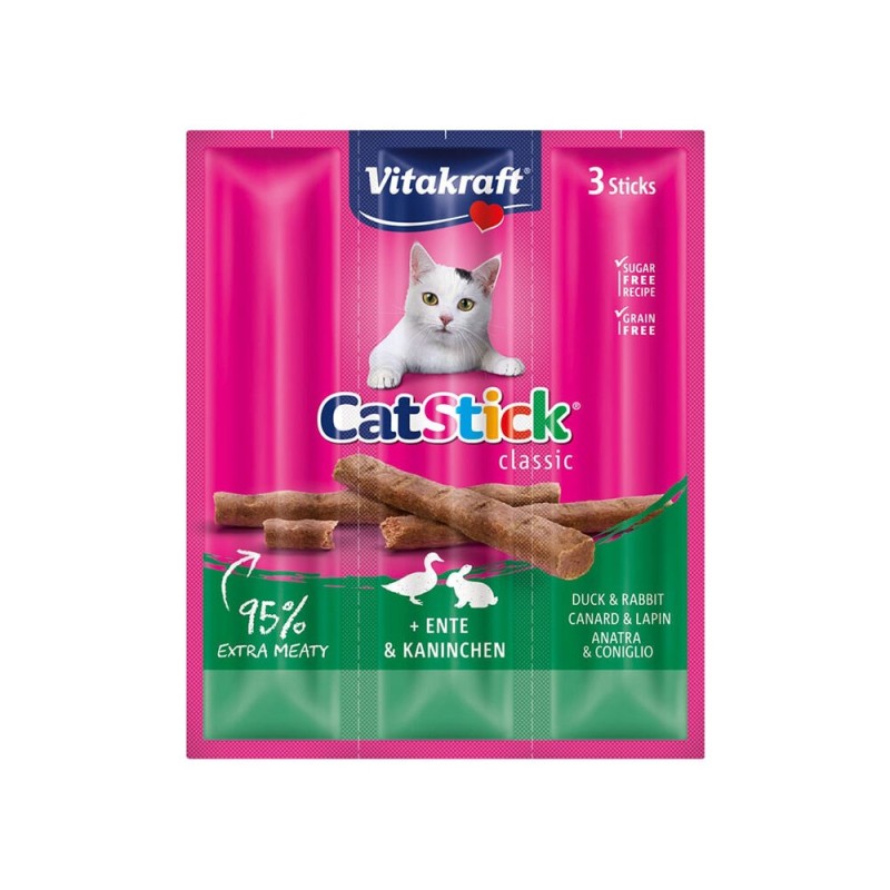 Vitakraft Cat Stick Mini - Ente & Kaninchen - 3 Stöcke