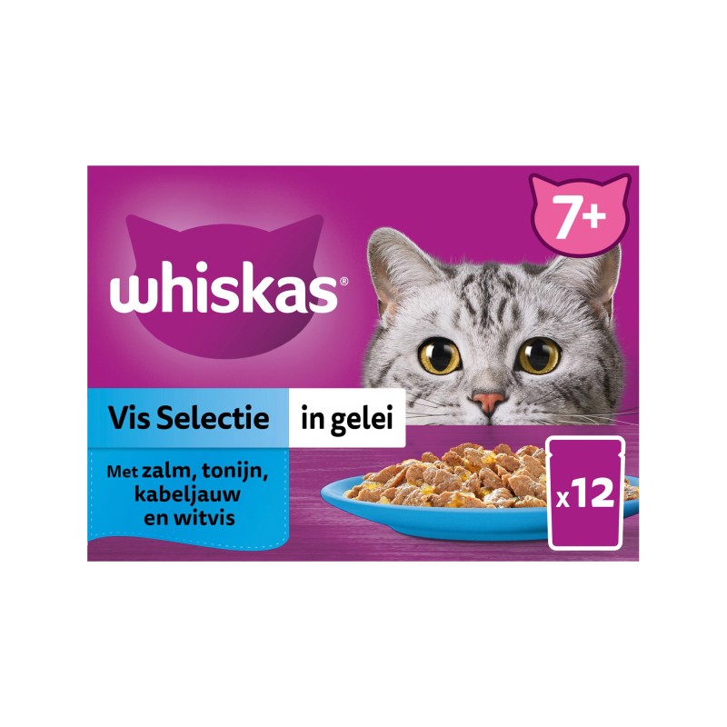 Whiskas 7+ Nassfutter - Auswahl in Gelee - Fisch - 12 x 85 g