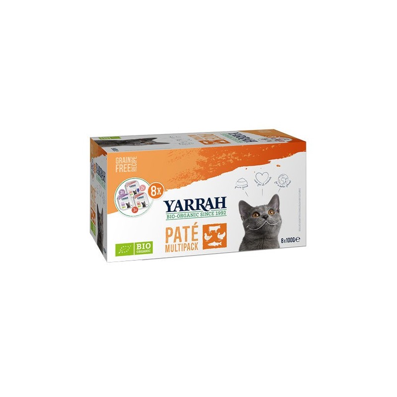 Yarrah Multipack Bio Paté Katzenfutter - Schälchen - 8 x 100 g