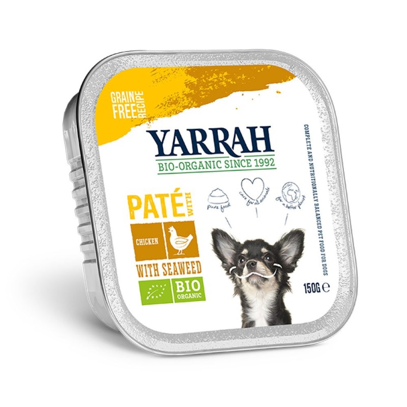 Yarrah Bio Paté Hundefutter - Schälchen - Huhn & Alge - 12 x 150 g