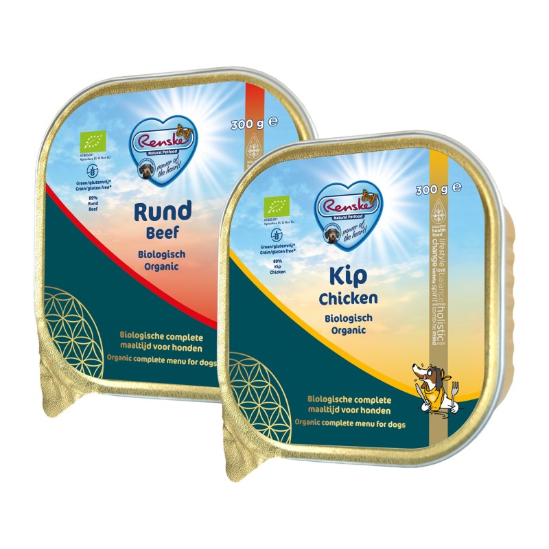 Renske biologisches Hundefutter - Schälchen - Rind - 9 x 300 g