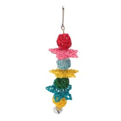 Parrot Chew Toys Fun Interactive Bird Cage Bite Toys with Bell for Small Parrots Parakeets Conures C