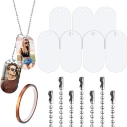 7 Stück weiße Haustier-Tags, Sublimation, doppelseitige Aluminium-Tags, DIY-Handwerk, Metall-Tags, Haustier-Hund