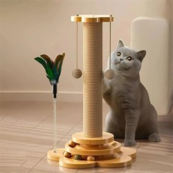 Pet Cat Toy Cat Turntable Funny Cat Stick Balls Durable Sisal Scratching Board Cat Supplies Cat Grab Column