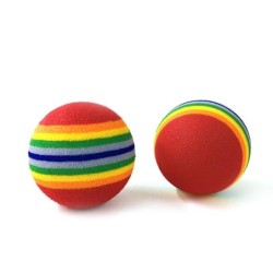 1Pcs Regenbogen 3,5 cm Katze Spielzeug Ball Interaktive Katze Spielzeug Spielen Kauen Rassel Scratch EVA Ball Pet Ausbildung