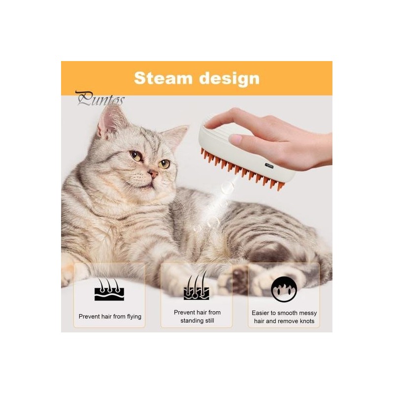 Electric Cat Steam Brush Pet Grooming Brush Self Cleaning Pet Brush for Massage Clean And Removing Loose Hair USB Rechargeabl