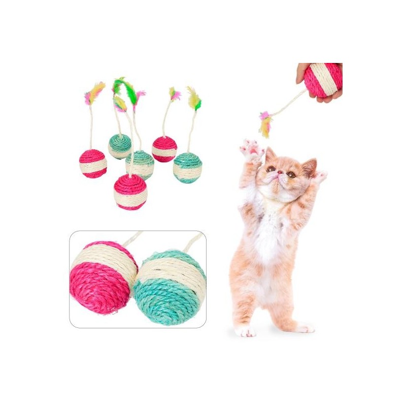 Cat Shuttlecock Toy Eye-catching Natural Materials Relieve Boredom Cat Kitten Feather Ball Teaser Toy