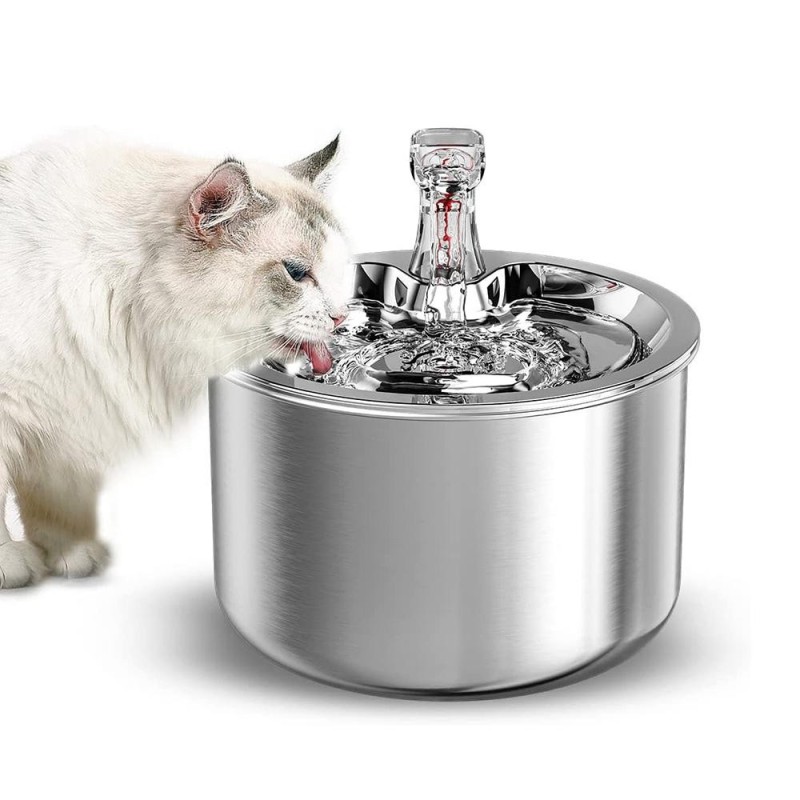 Katzenwasserbrunnen, 304 Edelstahl, leiser Sensor, automatischer Haustierwasserbrunnen für Katzen, 2 l, Hundetrinken