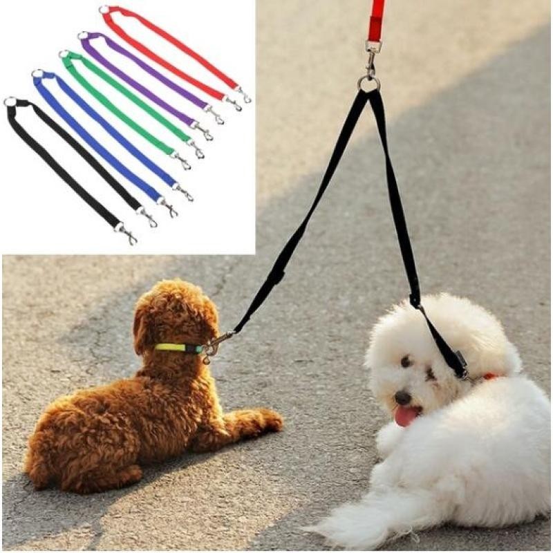 Nylon Paar Doppel Haustier Hundehalsband Leine Hundetraining Walking Hundegeschirr Gurt