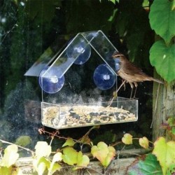 Vogelfutterstation, starkes Saugnapf-Design, Acryl-Vogelfutterstation, leicht zu reinigender Vogelfutterbehälter für den Gart