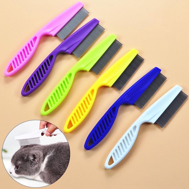 1pc Multi-Farbe Pet Haar Pflege Kamm Floh Pinsel Welpen Haltegriff Edelstahl Haar Kämme Haustier Katze Hund reinigung Liefert