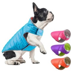 Reversible Daunenjacke für kleine Hunde, zweifarbig, reflektierende Winter-Hundekleidung für große Hunde, Haustier-Chihuahua-