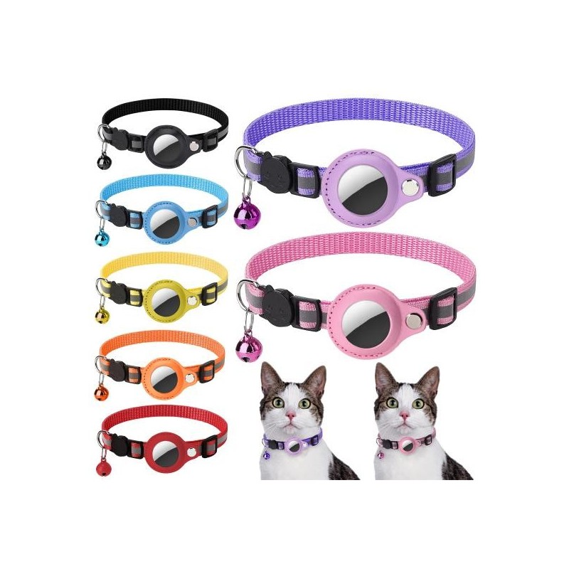 Haustierhalsband, reflektierend, verstellbarer Riemen mit Glöckchen-Katzenmuster-Knopf, Sicherheits-Hundehalsband aus Nylon f