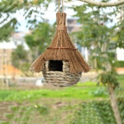 Handgewebtes Vogelnest aus Naturgras, Vogelhäuschen zum Aufhängen, Kolibri-Haus, Rasen